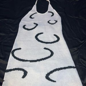 Black and white mini dress, backless